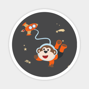 Space monkey or astronaut in a space suit with cartoon style Magnet